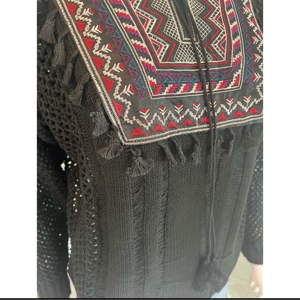 FLYING TOMATO boho inspired black sweater top S M L - Picture 8 of 8